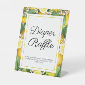 Lemon Citrus Diaper Raffle Summer Baby shower Reclamebord Met Voetstuk (Voorkant)