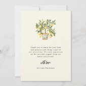 Lemon Citrus Elegante Trouwfoto Dank u kaart (Achterkant)