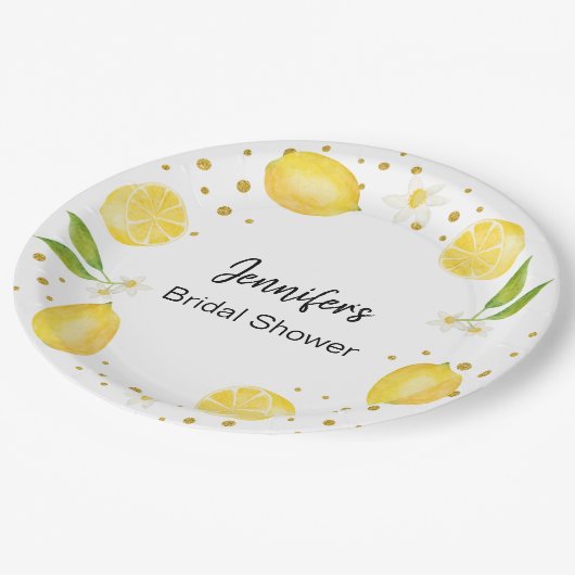 Lemon Citrus en Gold Papieren Bordje (Gekanteld)