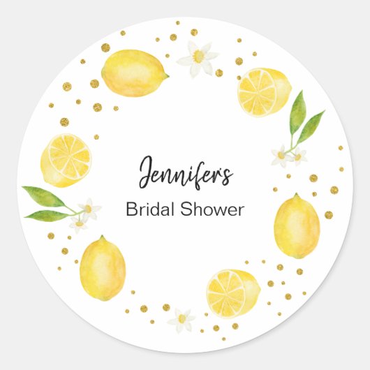 Lemon Citrus en Gold Ronde Sticker (Voorkant)