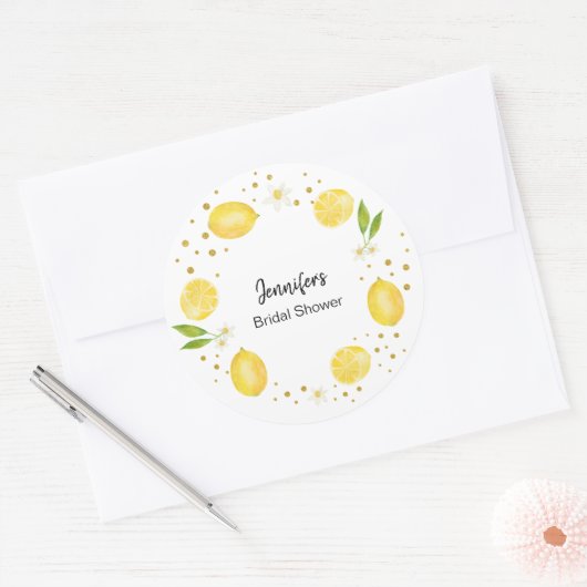 Lemon Citrus en Gold Ronde Sticker (Envelop)