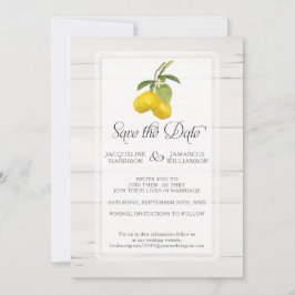 Lemon Citrus Floral Gray Yellow Foliage Foto Save The Date