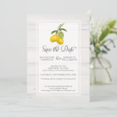 Lemon Citrus Floral Gray Yellow Foliage Foto Save The Date (Staand voorkant)