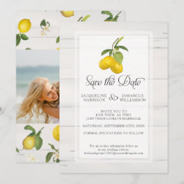 Lemon Citrus Floral Gray Yellow Foliage Foto Save The Date