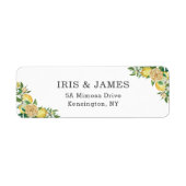 Lemon Citrus Floral Greenery Wedding Bridal Baby Etiket (Voorkant)