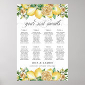 Lemon Citrus Floral Greenery Wedding Seating Chart Poster (Voorkant)