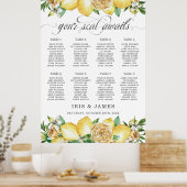 Lemon Citrus Floral Greenery Wedding Seating Chart Poster (Keuken)