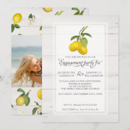 Lemon Citrus Floral Grey Yellow Foliage Verloving Kaart