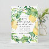 Lemon Citrus Floral Leaf Waterverf 30e verjaardag Kaart (Staand voorkant)