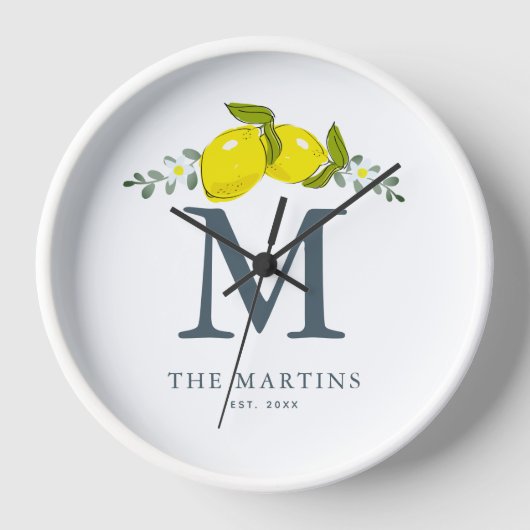 Lemon Citrus Floral White Monogram (Voorkant)