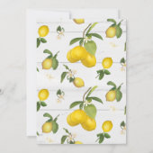 Lemon Citrus Floral Yellow White Grey Wood Weddens Kaart (Achterkant)