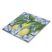 Lemon Citrus Foliage Blue White Pattern Waterverf Tegeltje (Zijkant)