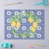 Lemon Citrus Foliage Farmhouse Navy Blue n White Tissuepapier (Craft)