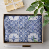 Lemon Citrus Foliage Farmhouse Navy Blue n White Tissuepapier (Geschenk)