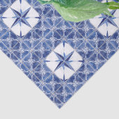 Lemon Citrus Foliage Farmhouse Navy Blue n White Tissuepapier (Detail)