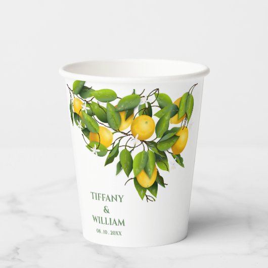 Lemon Citrus Fruit Cocktail Papieren Bekers (Achterkant)