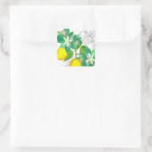 Lemon Citrus Fruit Flowers Botanical Drawing Vierkante Sticker (Tas)