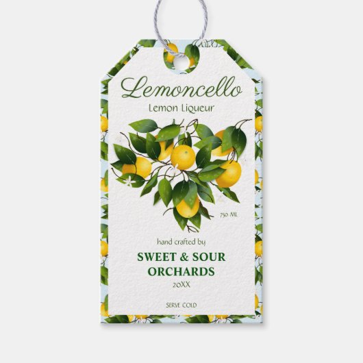 Lemon Citrus Fruit Lemoncello Cadeaulabel (Voorkant)