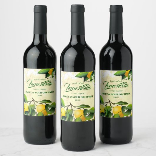 Lemon Citrus Fruit Lemoncello Wijn Etiket (Flessen)