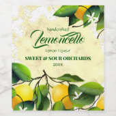 Lemon Citrus Fruit Lemoncello Wijn Etiket (Enkel label)