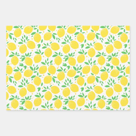 Lemon Citrus Fruit Orchard Theme Patroon Inpakpapier Vel (Voorkant)