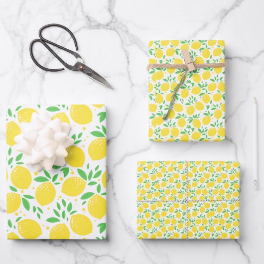 Lemon Citrus Fruit Orchard Theme Patroon Inpakpapier Vel (Voorkant)