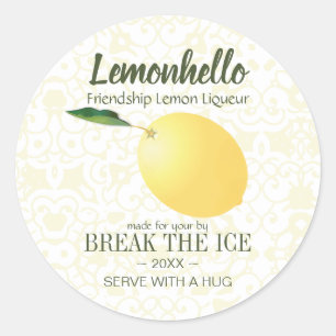 Lemon Citrus Fruit   Vriendschap Hallo Funny Ronde Sticker