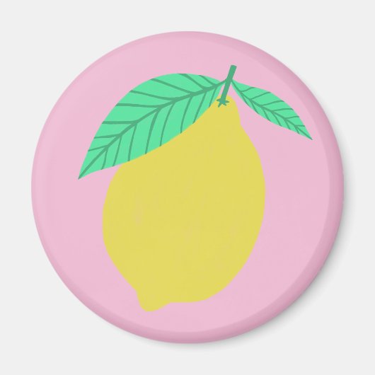 Lemon Citrus Fruity Fun op roze Magneet (Voorkant)