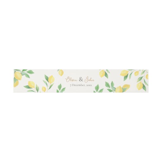 Lemon Citrus Green Wedding Invitation Belly Band Uitnodigingen Wikkel (Vlak)
