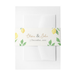 Lemon Citrus Green Wedding Invitation Belly Band Uitnodigingen Wikkel