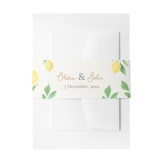 Lemon Citrus Green Wedding Invitation Belly Band Uitnodigingen Wikkel (Voorkant Voorbeeld)