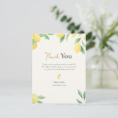 Lemon Citrus Green Wedding with Photo Back Bedankkaart (Staand voorkant)