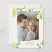 Lemon Citrus Green Wedding with Photo Back Bedankkaart (Achterkant)