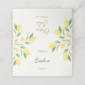 Lemon Citrus Greenery Wedding Place Card with Meal Plaatskaartje (Buitenkant ongevouwen)