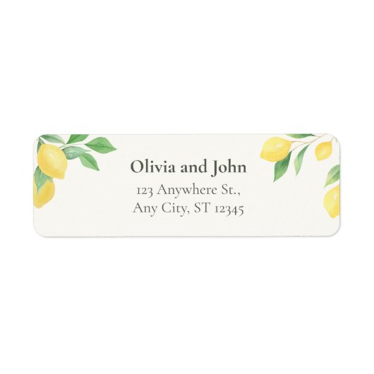 Lemon Citrus Greenery Wedding Return Address Label (Voorkant)