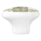 Lemon Citrus | Groen en wit gestreept legant Keramische Knop (Zijkant)