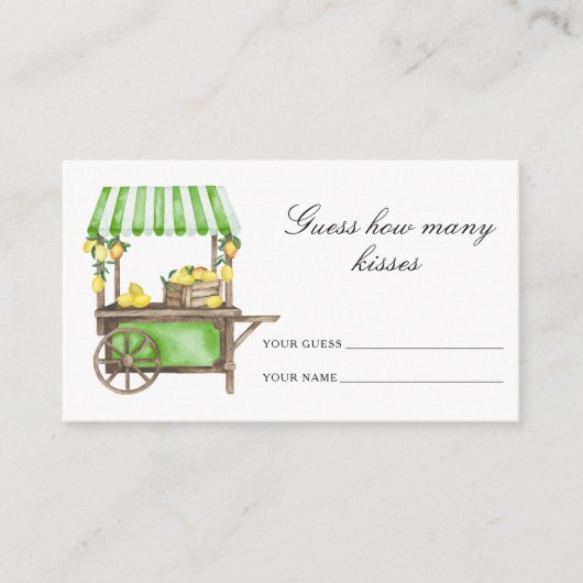 Lemon citrus - guess how many kisses bridal game informatiekaartje (Voorkant)