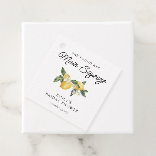 Lemon Citrus Main Squeeze Vrijgezellenfeest Bedankjes Labels (In situ)