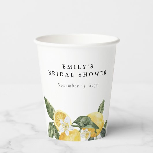 Lemon Citrus Main Squeeze Vrijgezellenfeest Papieren Bekers (Achterkant)