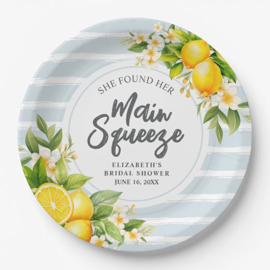 Lemon Citrus Main Squeeze Vrijgezellenfeest Papieren Bordje (Voorkant)