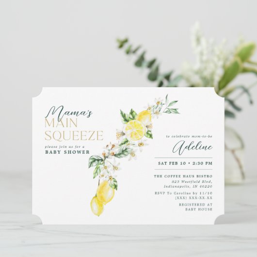 Lemon Citrus Mama's Main Squeeze Baby shower Kaart (Staand voorkant)