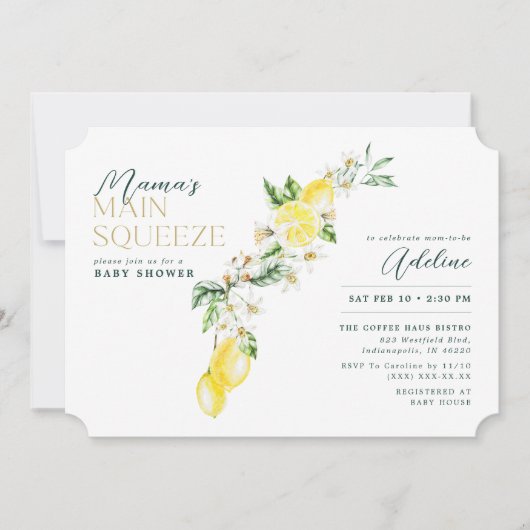 Lemon Citrus Mama's Main Squeeze Baby shower Kaart (Voorkant)