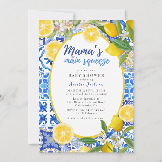 Lemon Citrus Mama's Main Squeeze Baby shower Kaart (Voorkant)