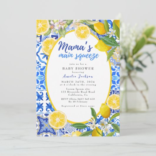 Lemon Citrus Mama's Main Squeeze Baby shower Kaart (Staand voorkant)