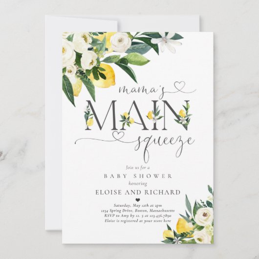Lemon Citrus Mama's Main Squeeze Baby shower Kaart (Voorkant)
