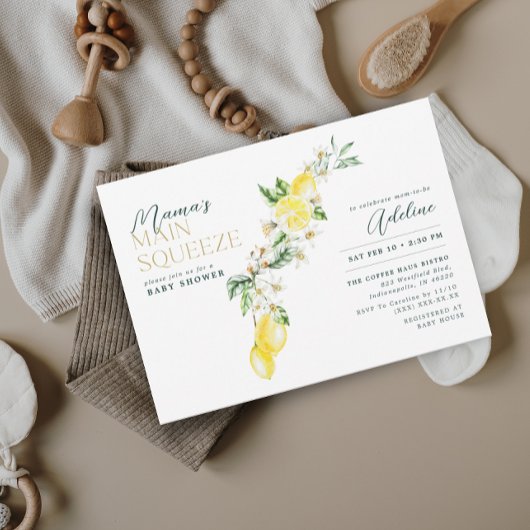 Lemon Citrus Mama's Main Squeeze Baby shower Kaart