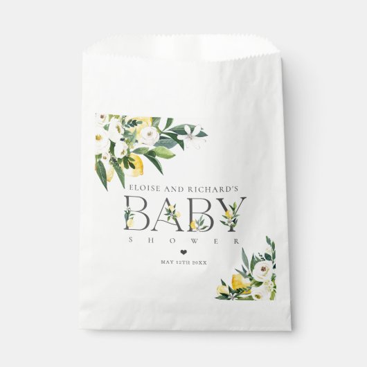 Lemon Citrus Mediterranean Botanical Baby shower Bedankzakje (Voorkant)