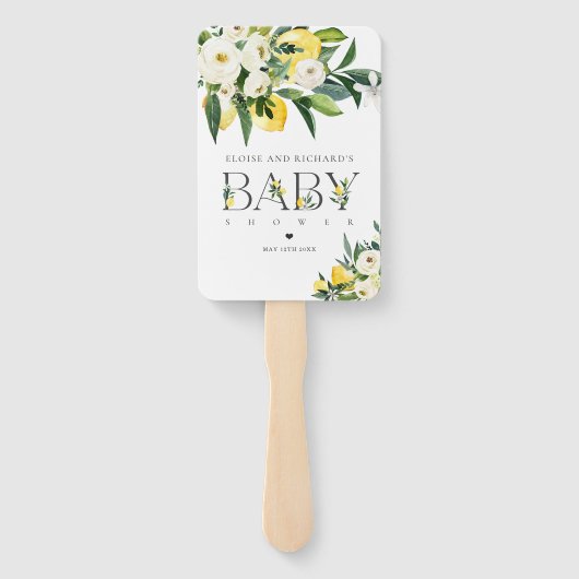 Lemon Citrus Mediterranean Botanical Baby shower Handwaaier (Achterkant)