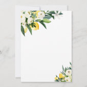 Lemon Citrus Mediterranean Botanical Baby shower Kaart (Achterkant)
