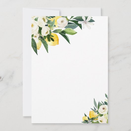 Lemon Citrus Mediterranean Botanical Baby shower Kaart (Achterkant)